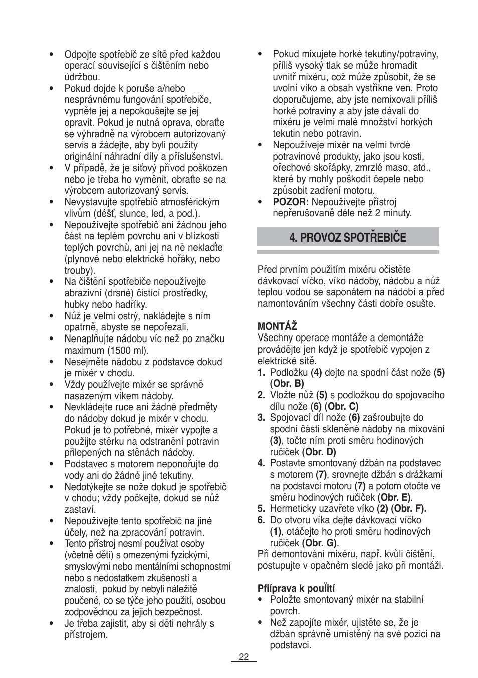 Provoz spotřebiče | Fagor BV-850 User Manual | Page 23 / 50