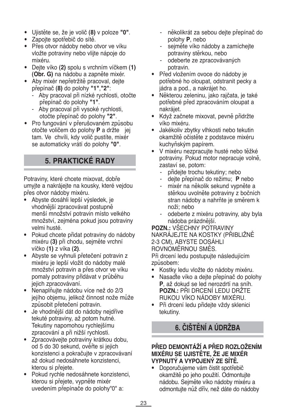 Praktické rady 6. čištění a údržba | Fagor BV-850 User Manual | Page 24 / 50