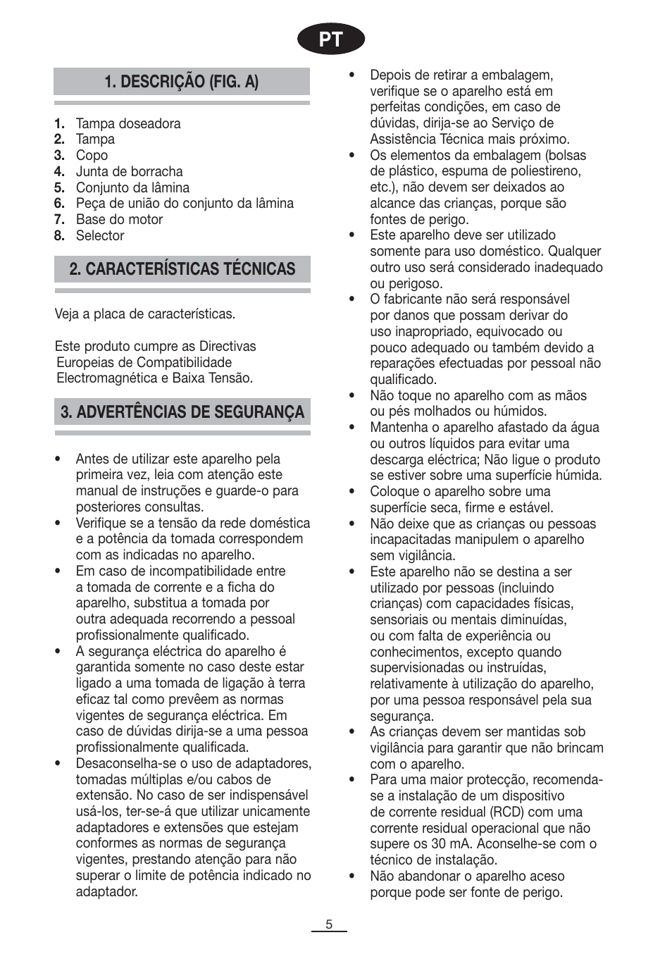 Descrição (fig. a) | Fagor BV-850 User Manual | Page 6 / 50