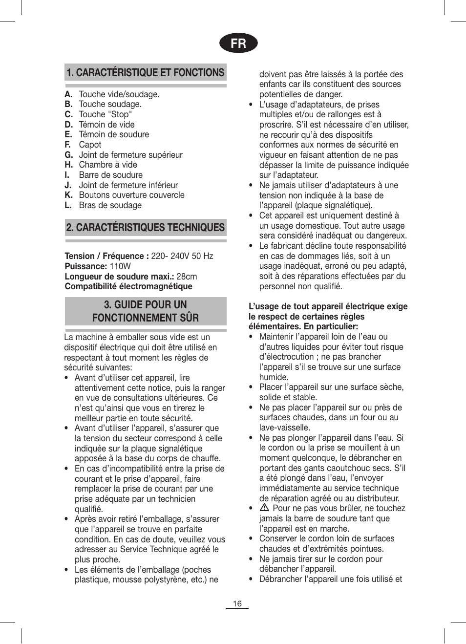 Caractéristique et fonctions | Fagor MV-200 User Manual | Page 17 / 70