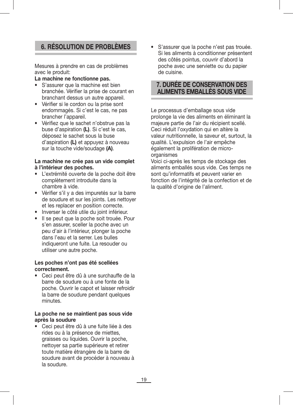 Résolution de problèmes | Fagor MV-200 User Manual | Page 20 / 70
