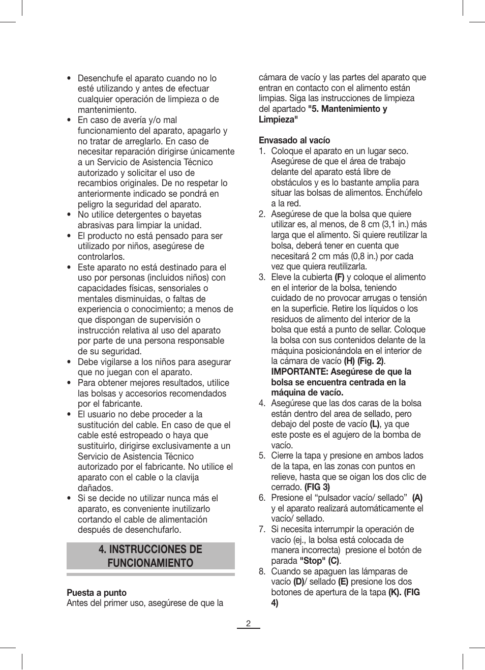 Instrucciones de funcionamiento | Fagor MV-200 User Manual | Page 3 / 70