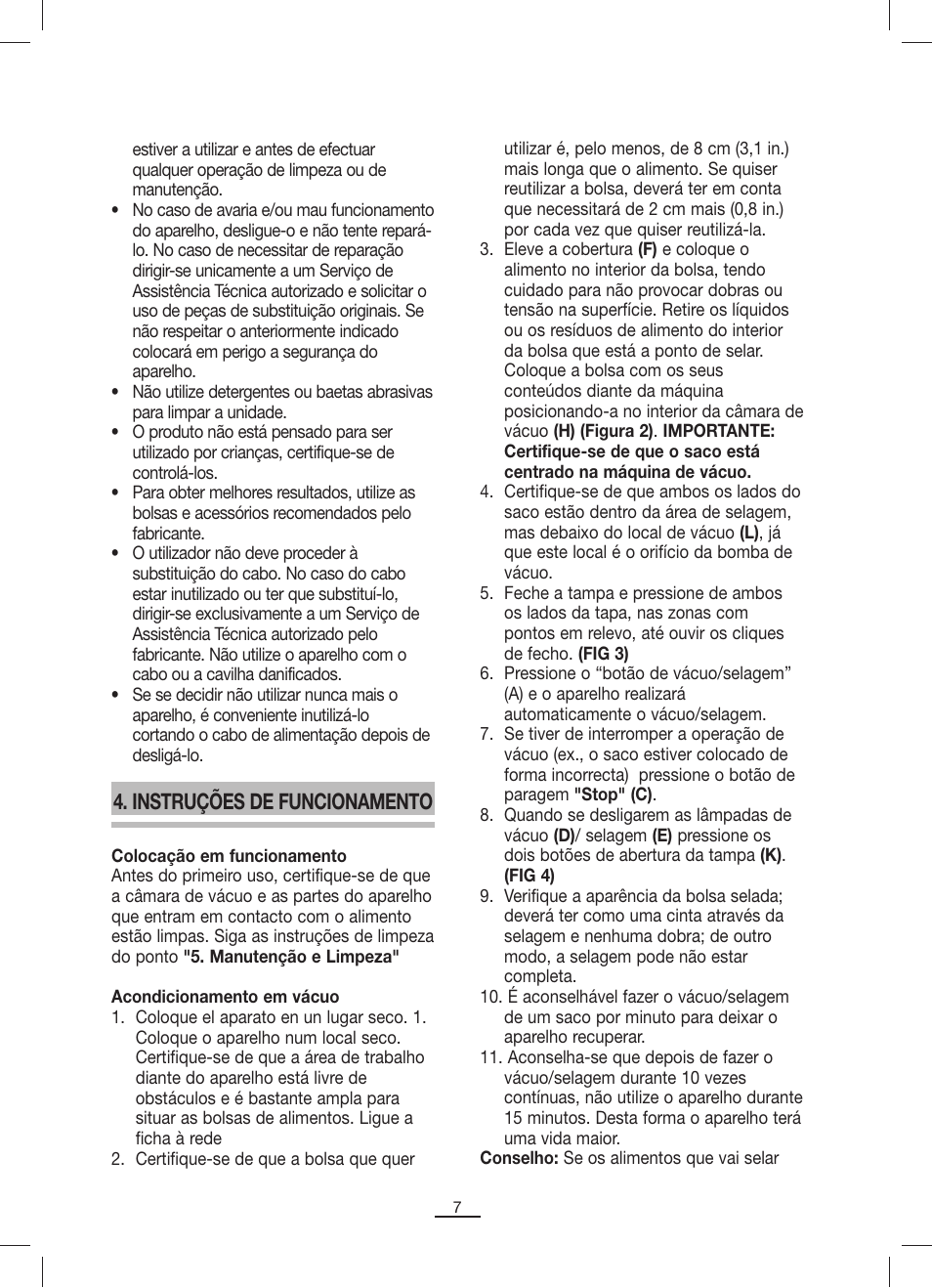 Instruções de funcionamento | Fagor MV-200 User Manual | Page 8 / 70