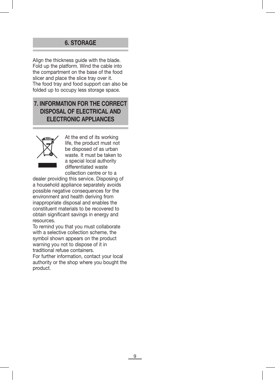 Storage | Fagor CF-172 User Manual | Page 10 / 42