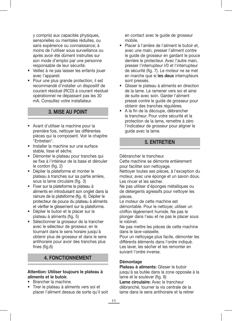 Mise au point, Fonctionnement, Entretien | Fagor CF-172 User Manual | Page 12 / 42
