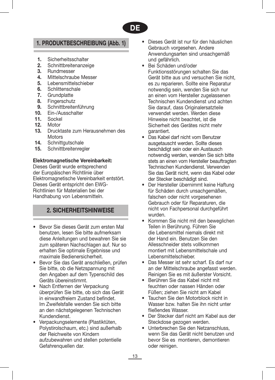 Produktbeschreibung (abb. 1), Sicherheitshinweise | Fagor CF-172 User Manual | Page 14 / 42