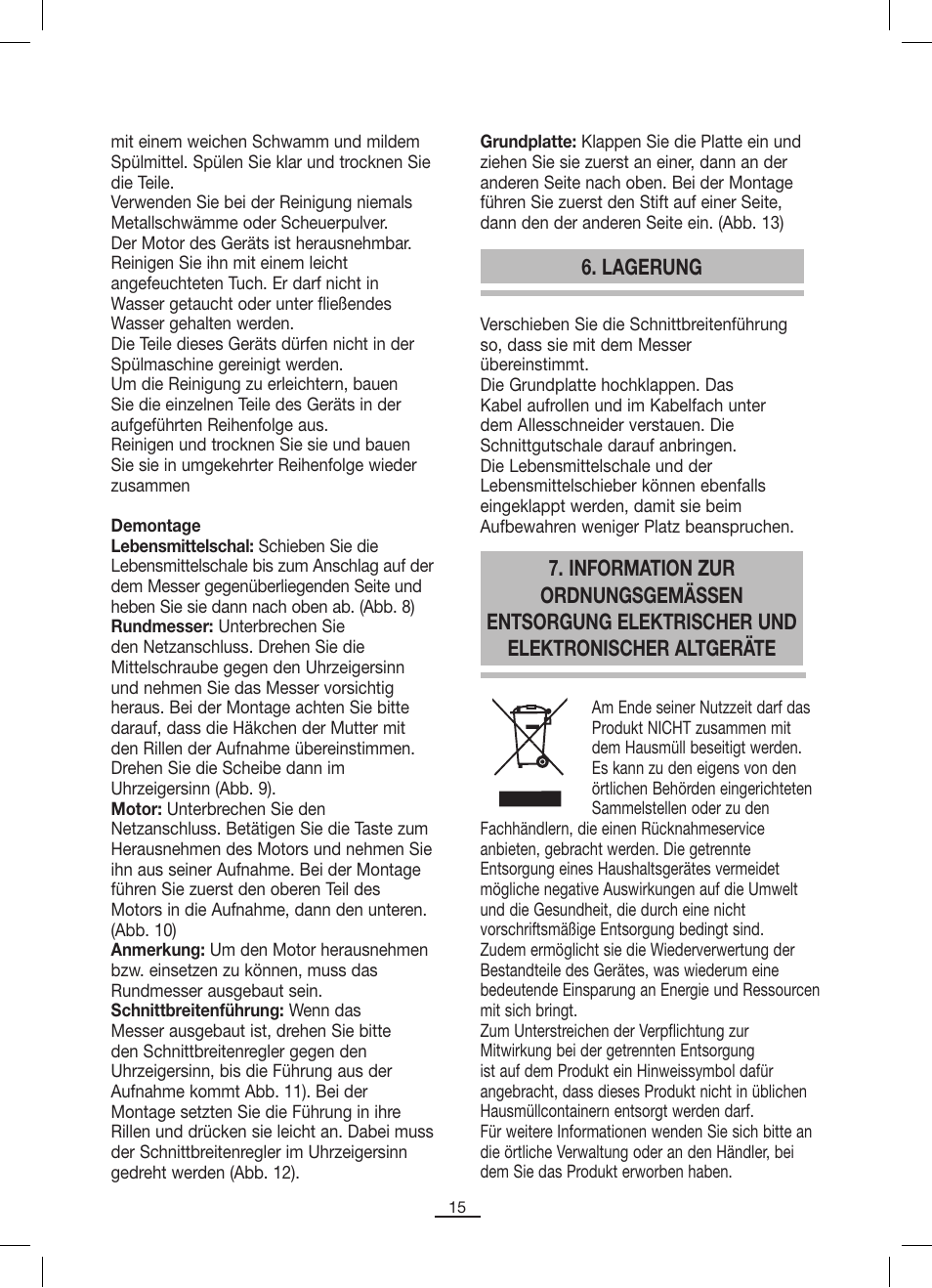 Lagerung | Fagor CF-172 User Manual | Page 16 / 42