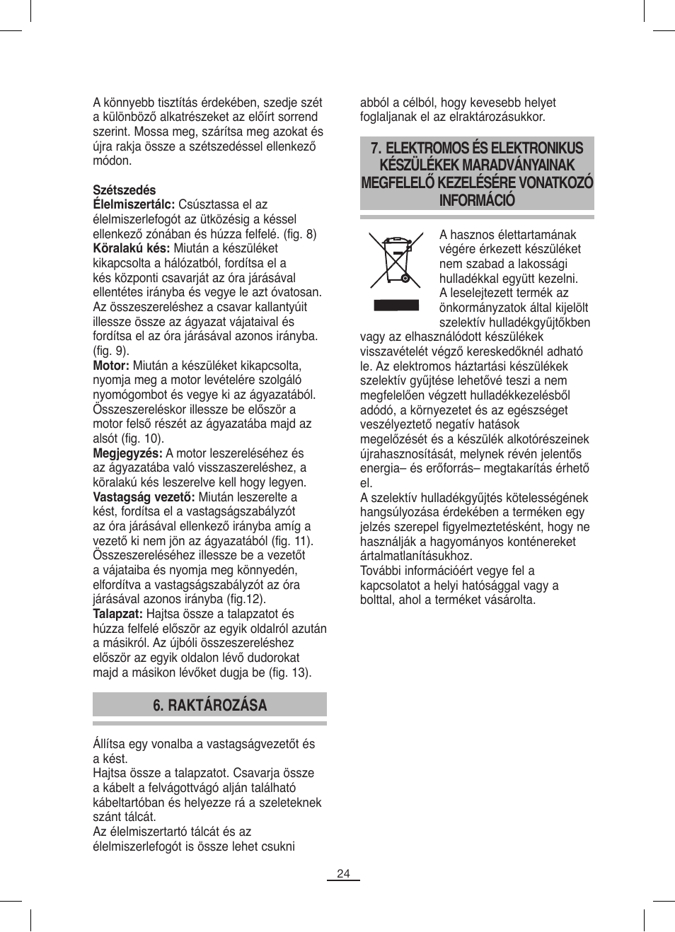 Raktározása | Fagor CF-172 User Manual | Page 25 / 42