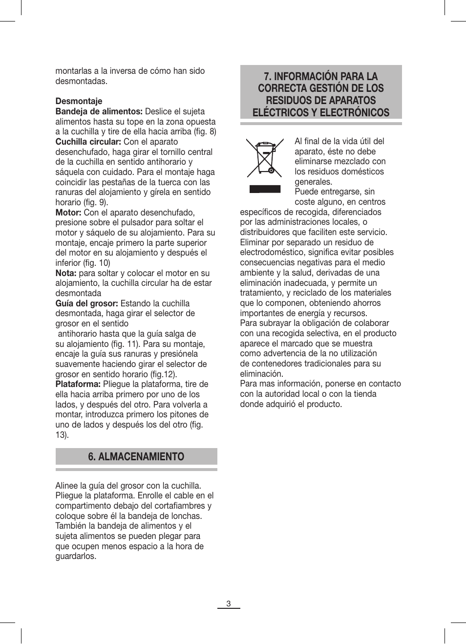 Almacenamiento | Fagor CF-172 User Manual | Page 4 / 42