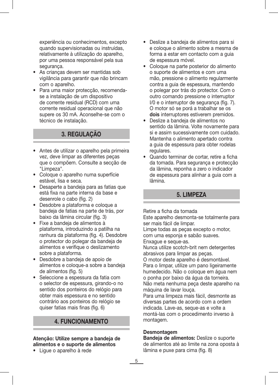 Regulação, Funcionamento, Limpeza | Fagor CF-172 User Manual | Page 6 / 42