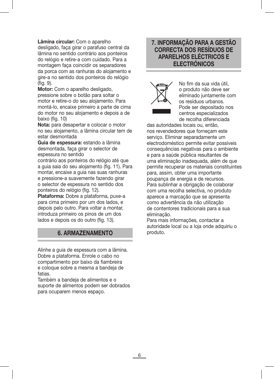 Armazenamento | Fagor CF-172 User Manual | Page 7 / 42