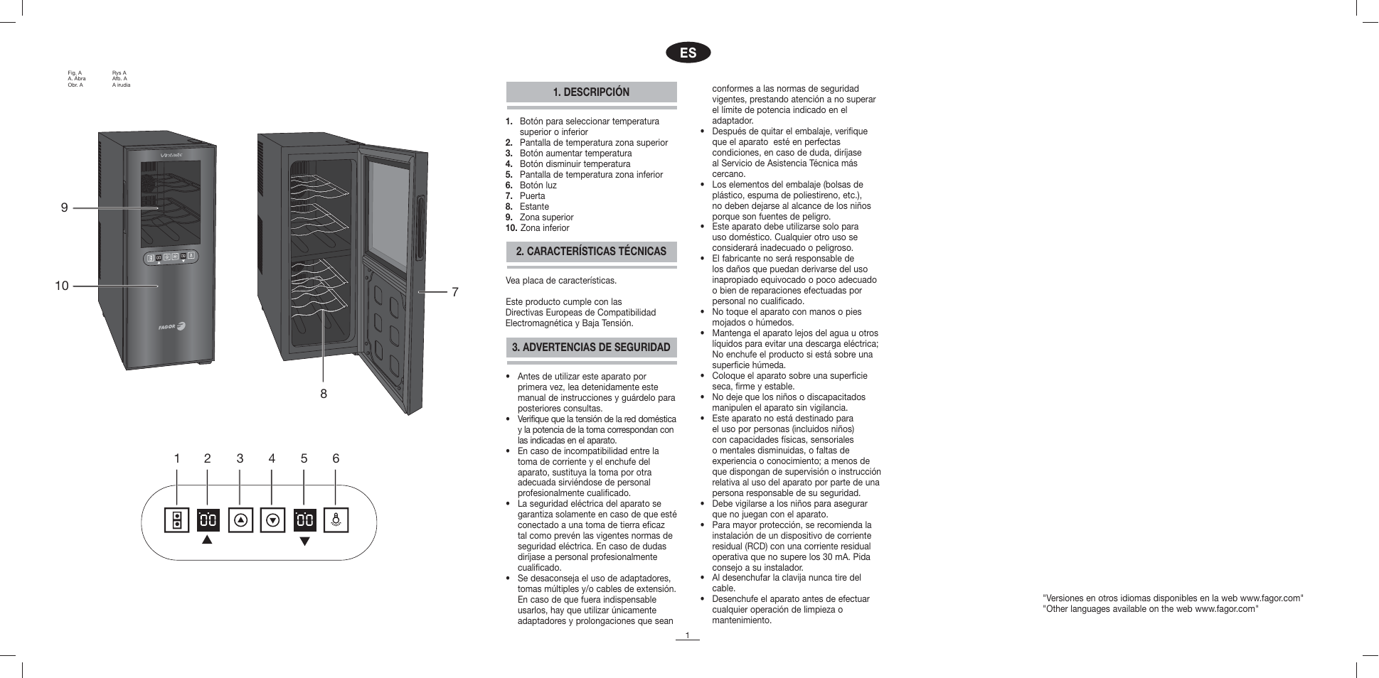 Fagor VT-12BIZONE User Manual | Page 2 / 38