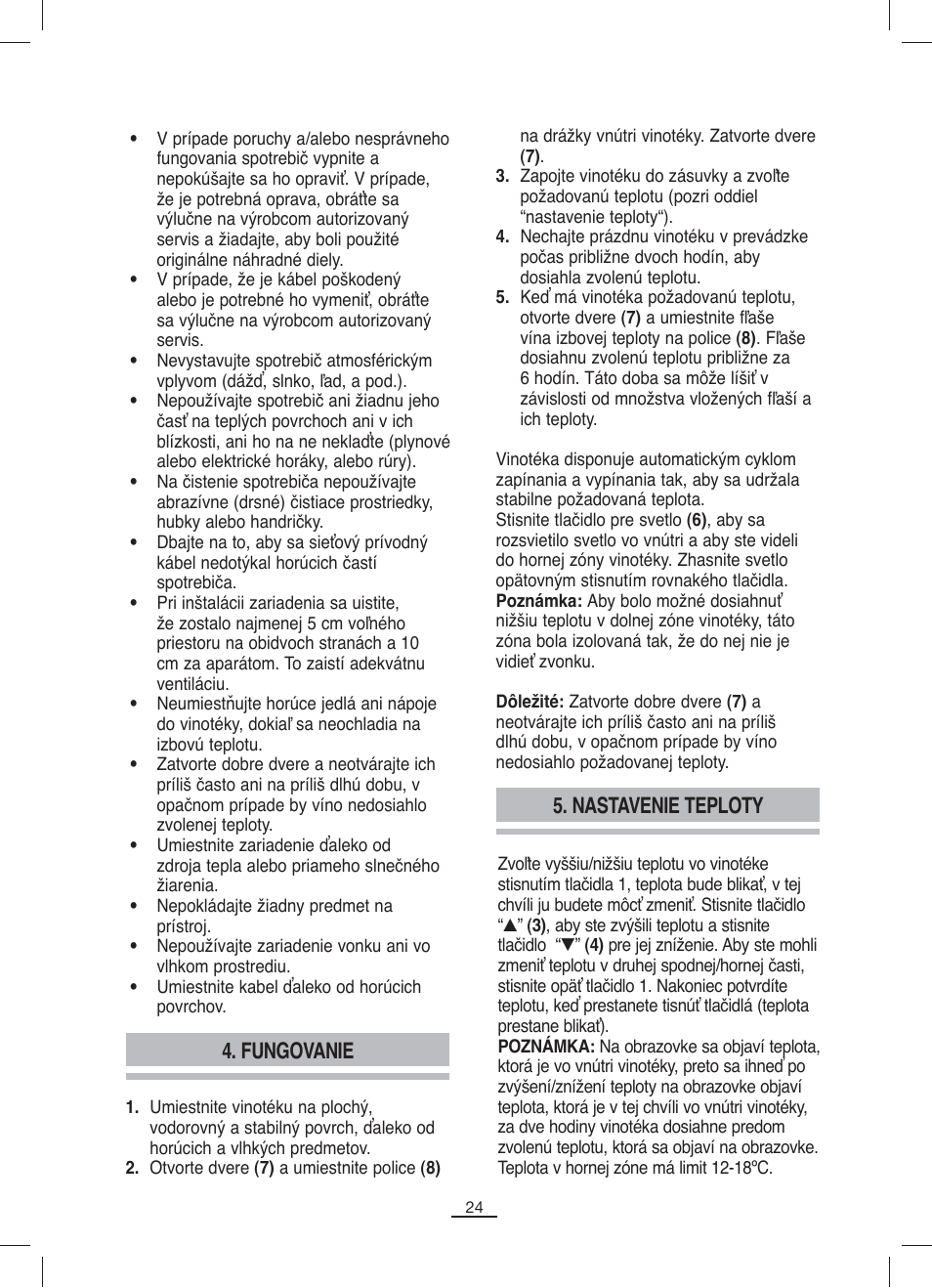 Fungovanie, Nastavenie teploty | Fagor VT-12BIZONE User Manual | Page 25 / 38