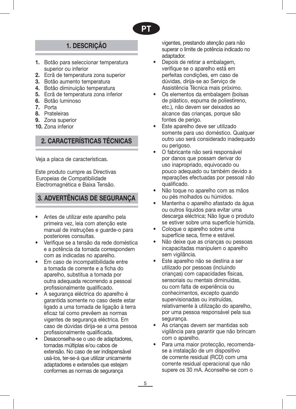 Descrição | Fagor VT-12BIZONE User Manual | Page 6 / 38