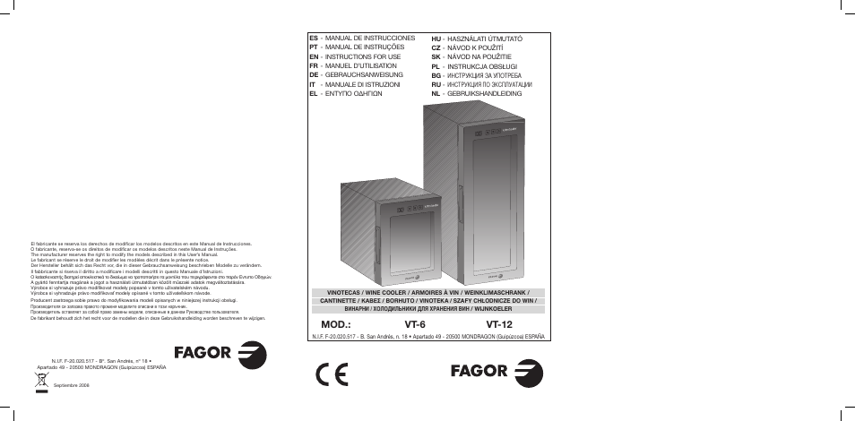 Fagor VT-6 User Manual | 46 pages