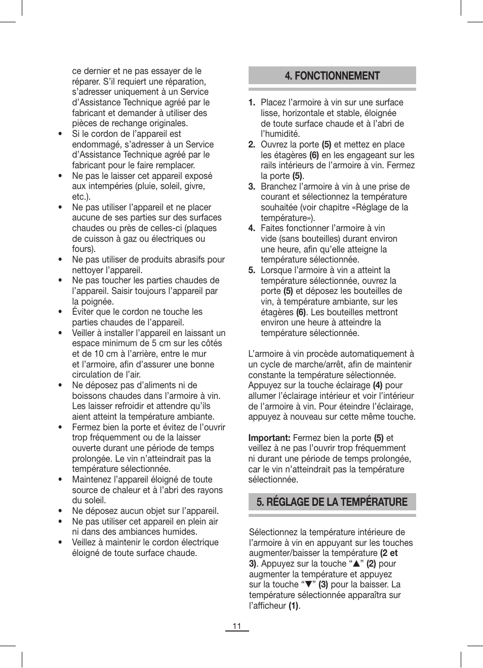 Fonctionnement, Réglage de la température | Fagor VT-6 User Manual | Page 12 / 46