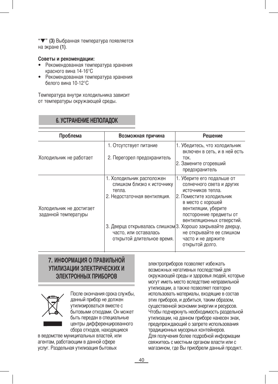 Устранение неполадок | Fagor VT-6 User Manual | Page 41 / 46