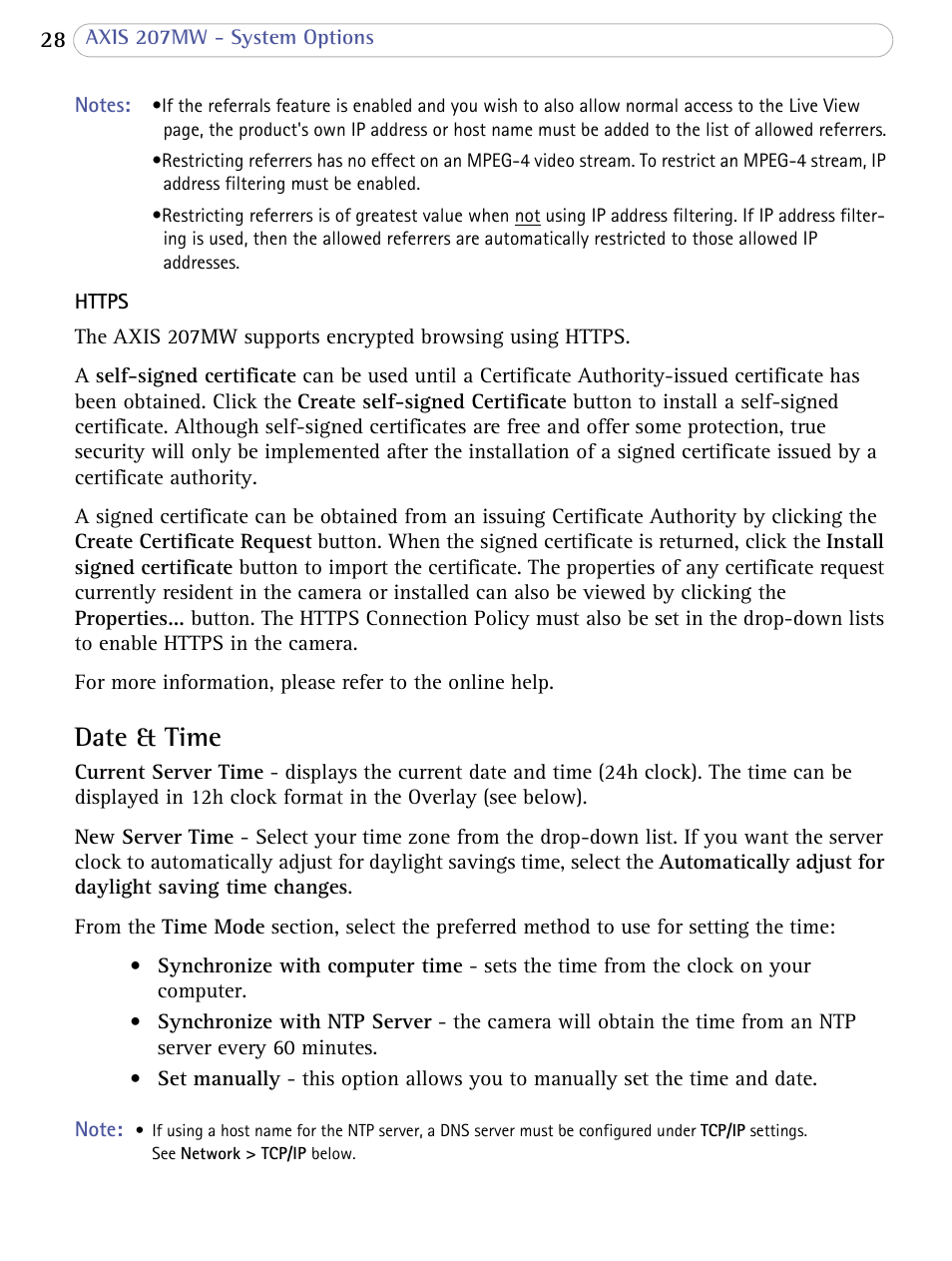 Date & time | Axis Communications 207MW User Manual | Page 28 / 60