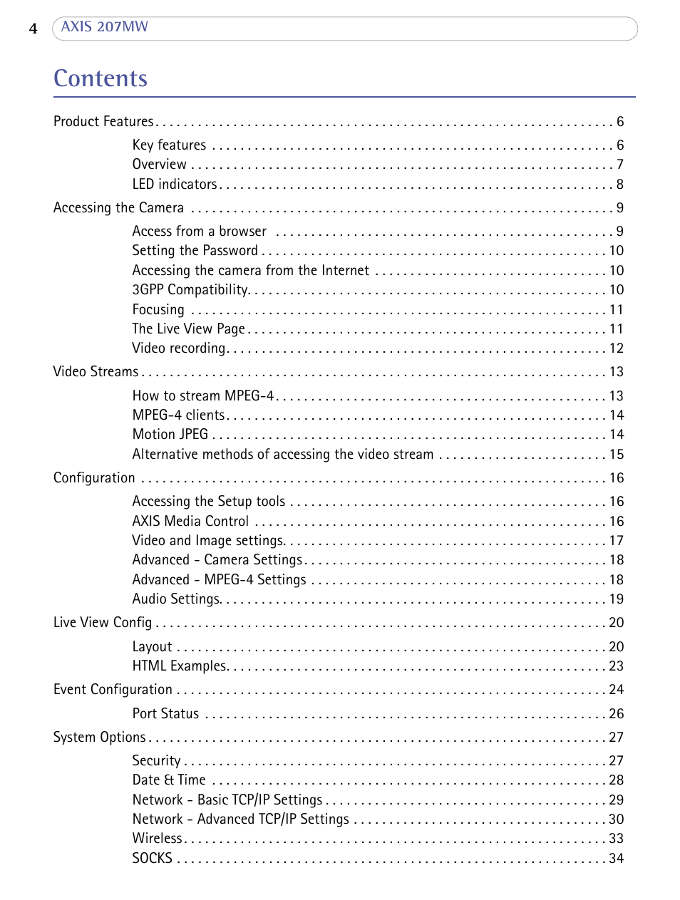 Axis Communications 207MW User Manual | Page 4 / 60