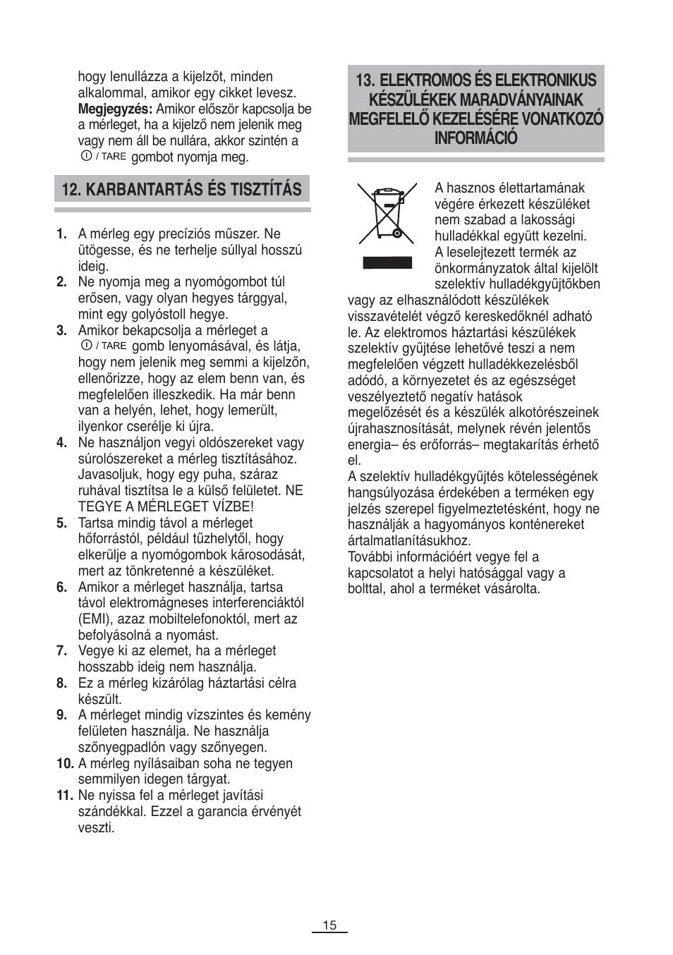 Karbantartás és tisztítás | Fagor BC-275 User Manual | Page 16 / 41