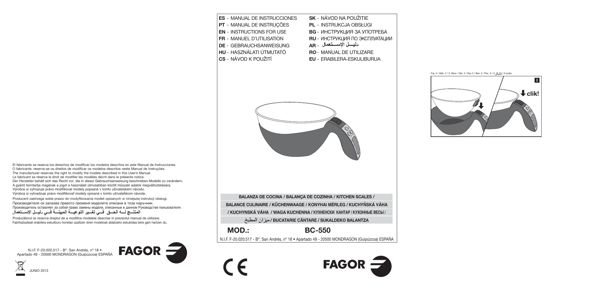 Fagor BC-550 User Manual | 44 pages