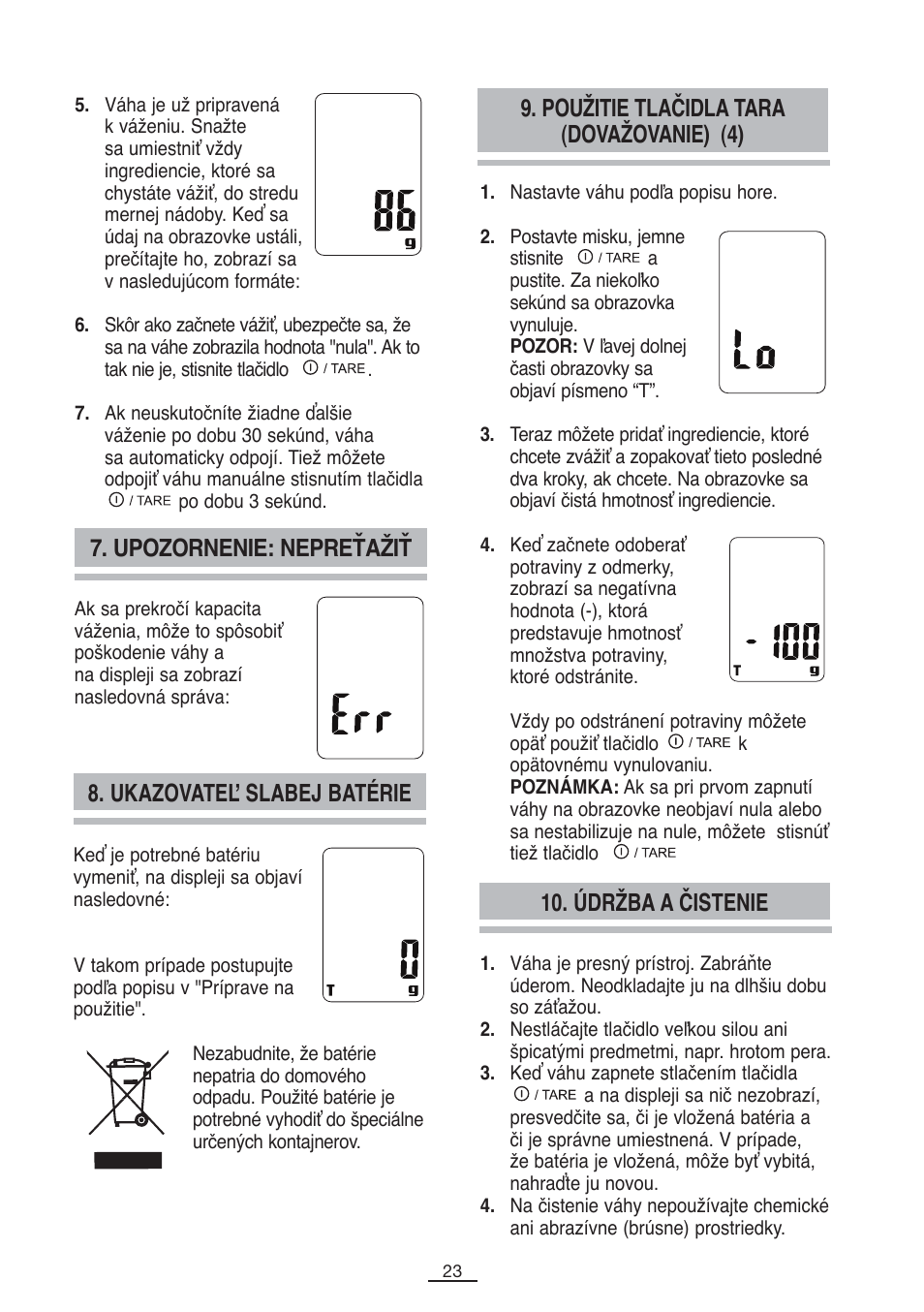 Ukazovateľ slabej batérie, Údržba a čistenie | Fagor BC-550 User Manual | Page 24 / 44