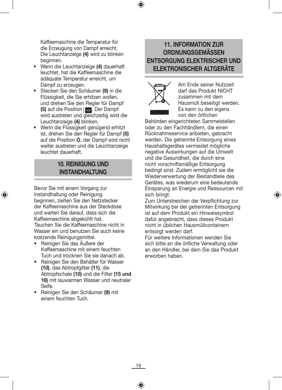 Reinigung und instandhaltung | Fagor CR-14 User Manual | Page 20 / 50