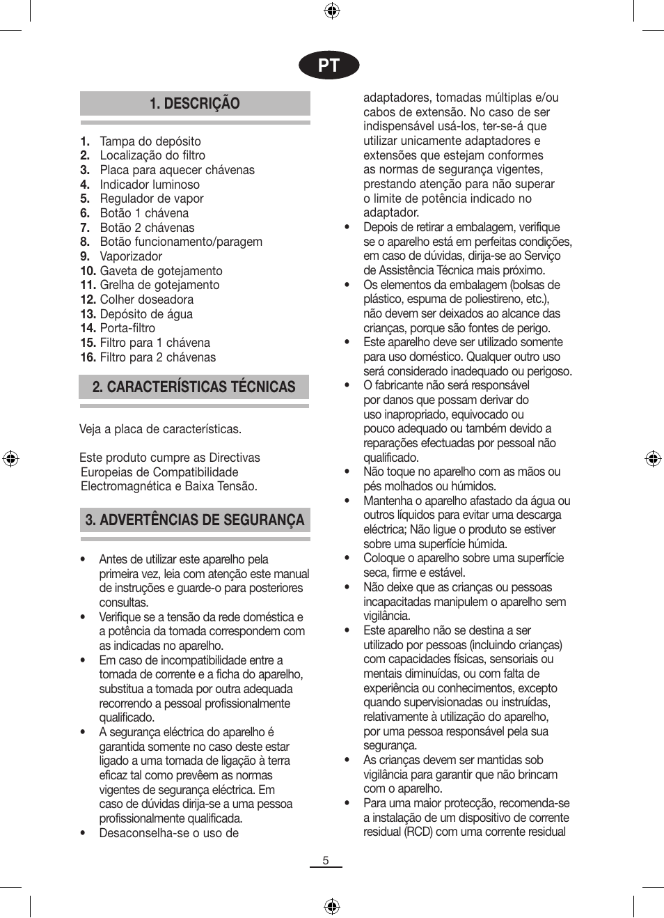 Descrição | Fagor CR-14 User Manual | Page 6 / 50