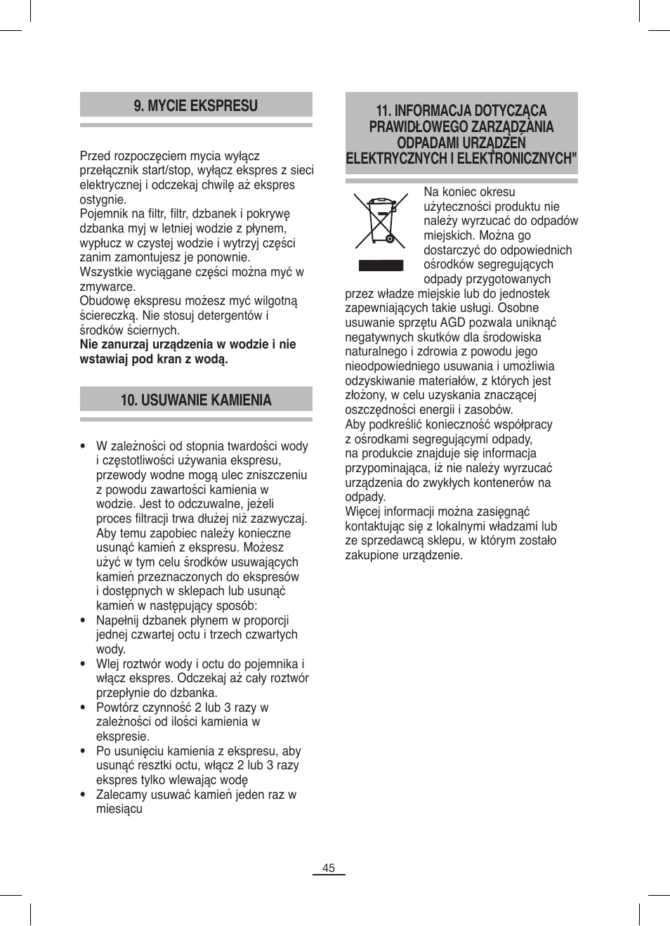 Usuwanie kamienia | Fagor CG-306 User Manual | Page 46 / 62