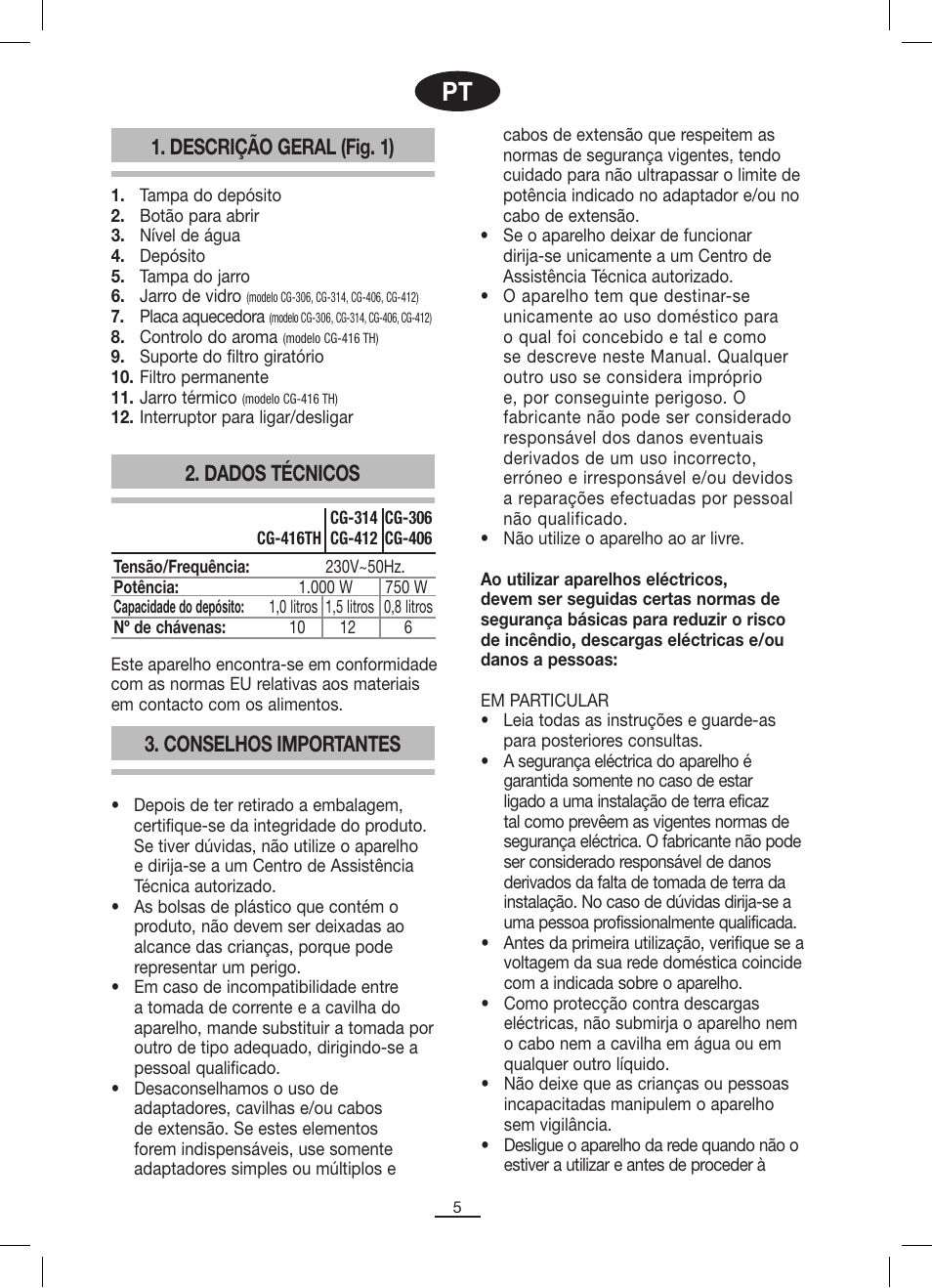 Fagor CG-306 User Manual | Page 6 / 62