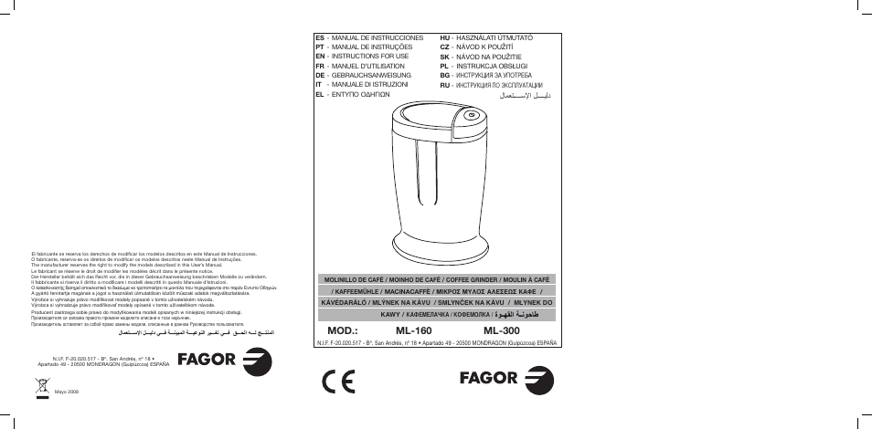 Fagor ML-300 User Manual | 30 pages