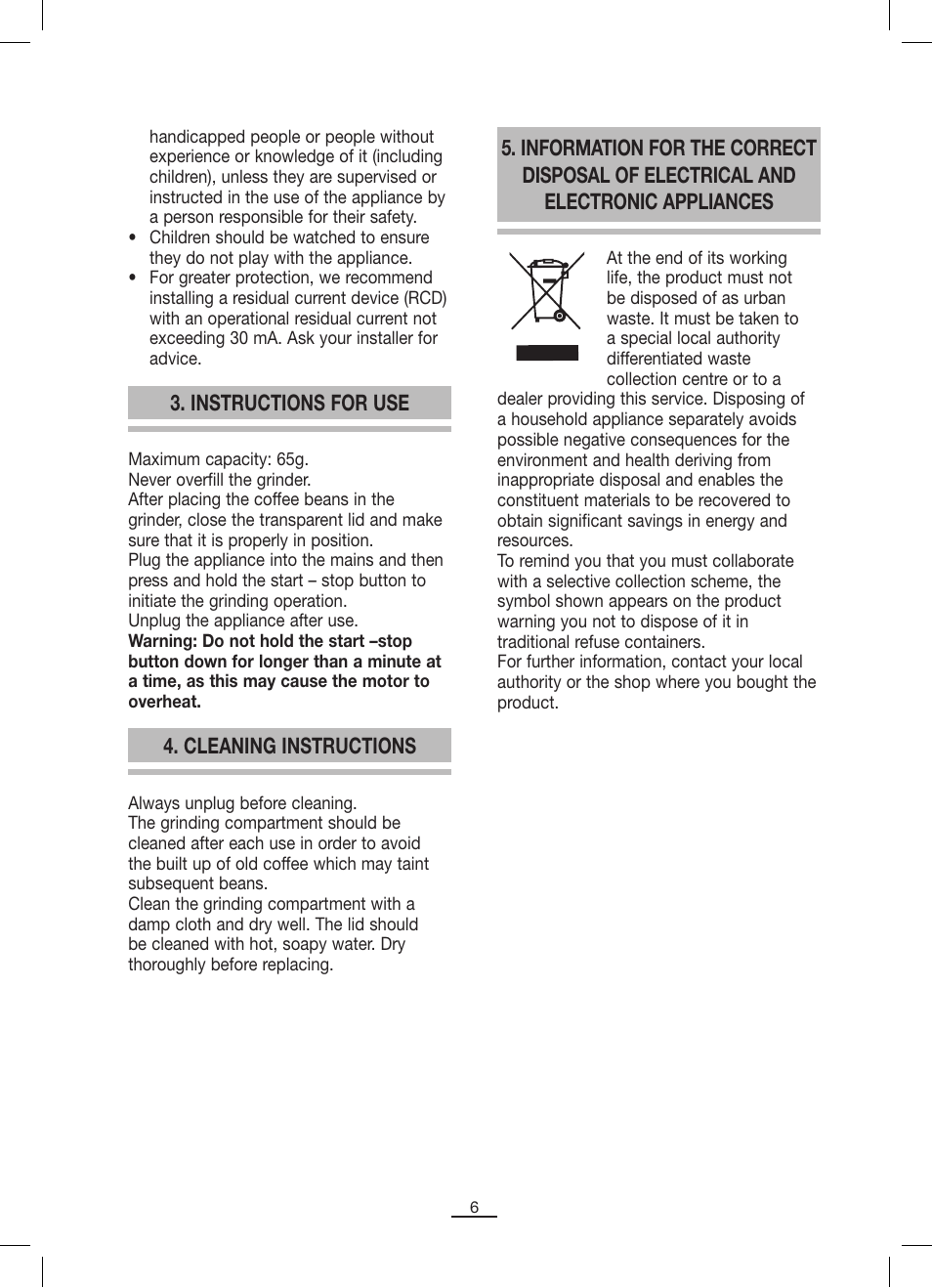 Instructions for use, Cleaning instructions | Fagor ML-300 User Manual | Page 7 / 30