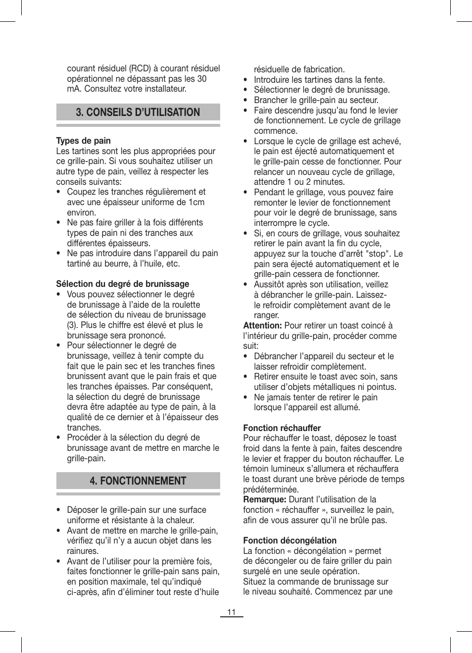 Fonctionnement, Conseils d’utilisation | Fagor TT-402 User Manual | Page 12 / 34