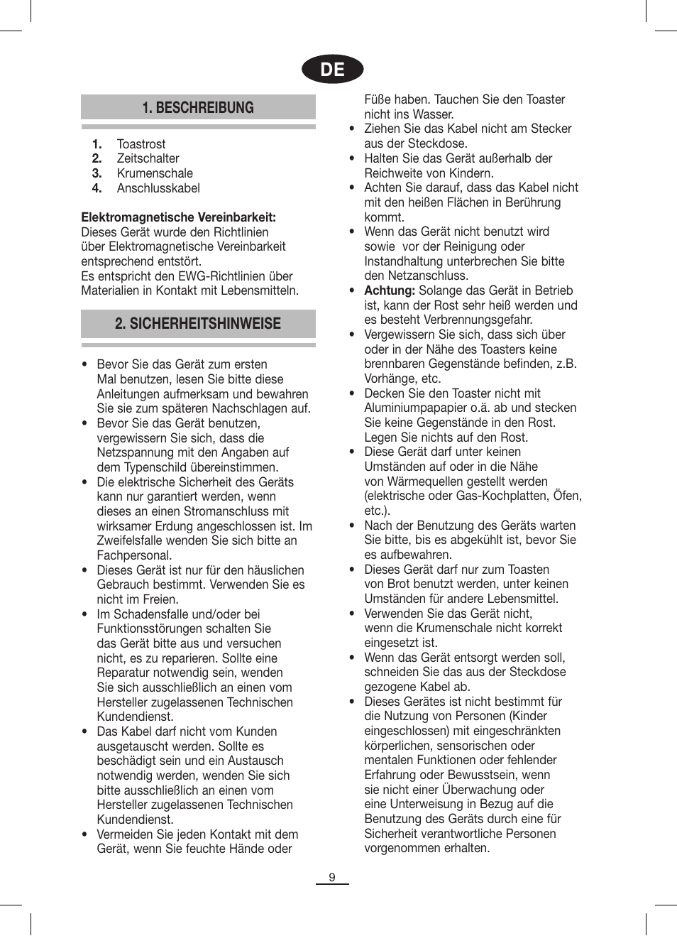 Beschreibung, Sicherheitshinweise | Fagor TP-330 User Manual | Page 10 / 34