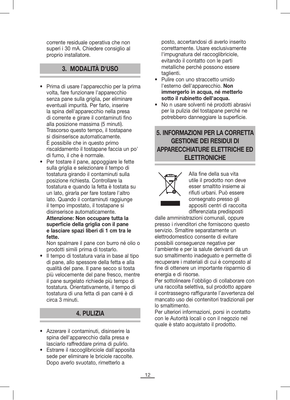 Modalità d'uso, Pulizia | Fagor TP-330 User Manual | Page 13 / 34