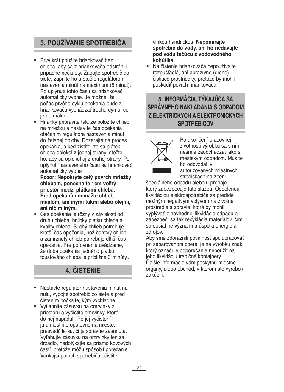 Čistenie, Používanie spotrebiča | Fagor TP-330 User Manual | Page 22 / 34