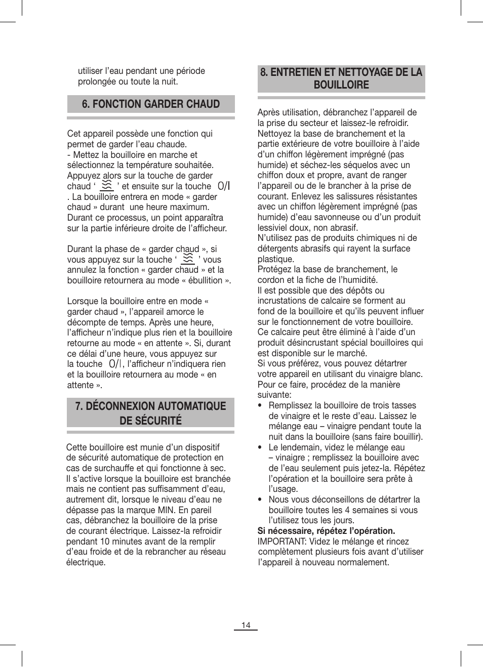 Entretien et nettoyage de la bouilloire | Fagor TK-500 User Manual | Page 15 / 54
