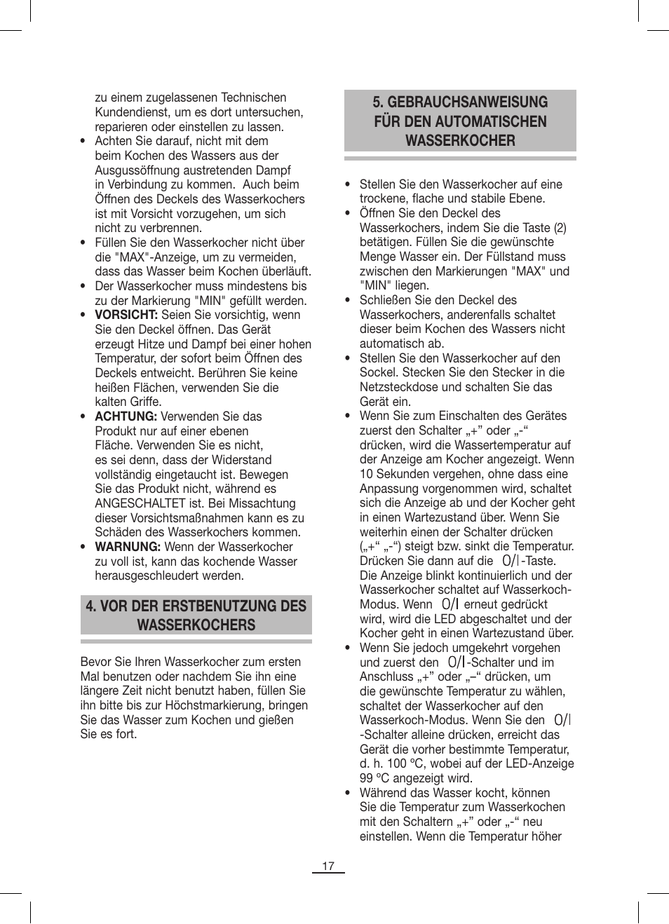 Vor der erstbenutzung des wasserkochers | Fagor TK-500 User Manual | Page 18 / 54