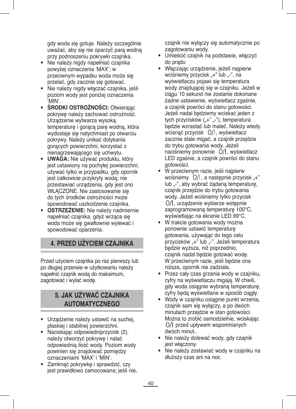 Przed użyciem czajnika, Jak używać czajnika automatycznego | Fagor TK-500 User Manual | Page 41 / 54