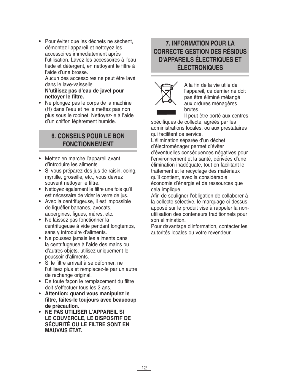 Conseils pour le bon fonctionnement | Fagor LC-320 User Manual | Page 13 / 42