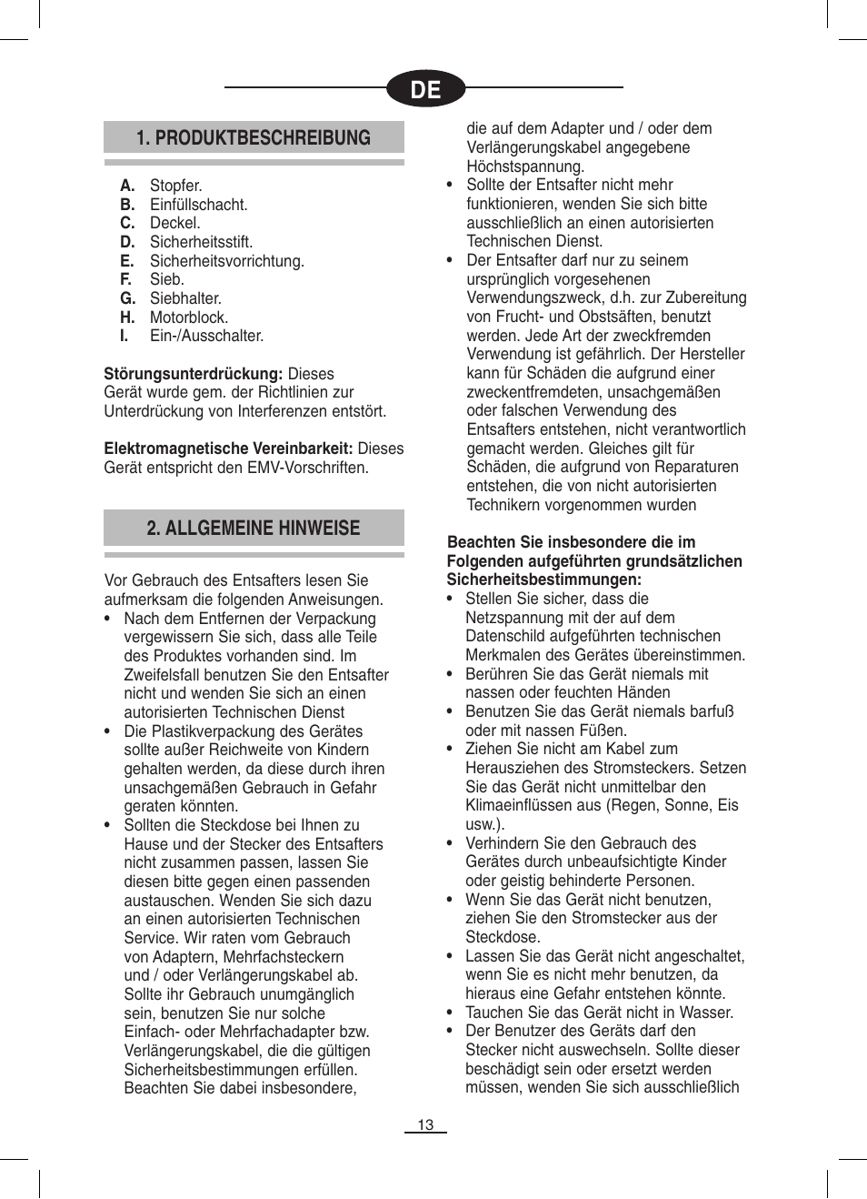 Produktbeschreibung, Allgemeine hinweise | Fagor LC-320 User Manual | Page 14 / 42