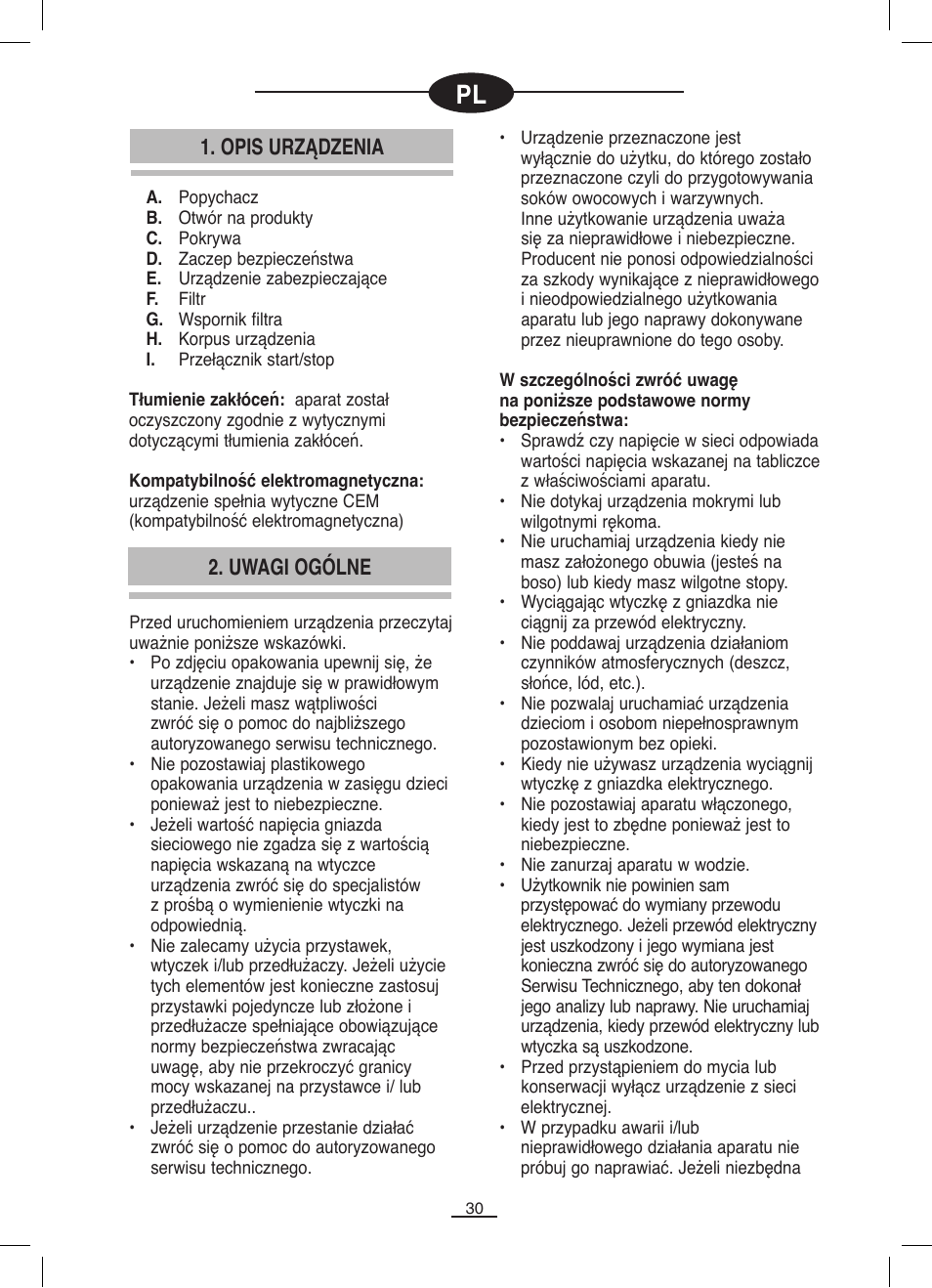 Opis urządzenia, Uwagi ogólne | Fagor LC-320 User Manual | Page 31 / 42
