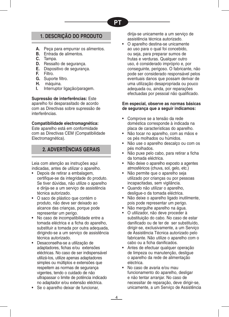 Descrição do produto, Advertências gerais | Fagor LC-320 User Manual | Page 5 / 42