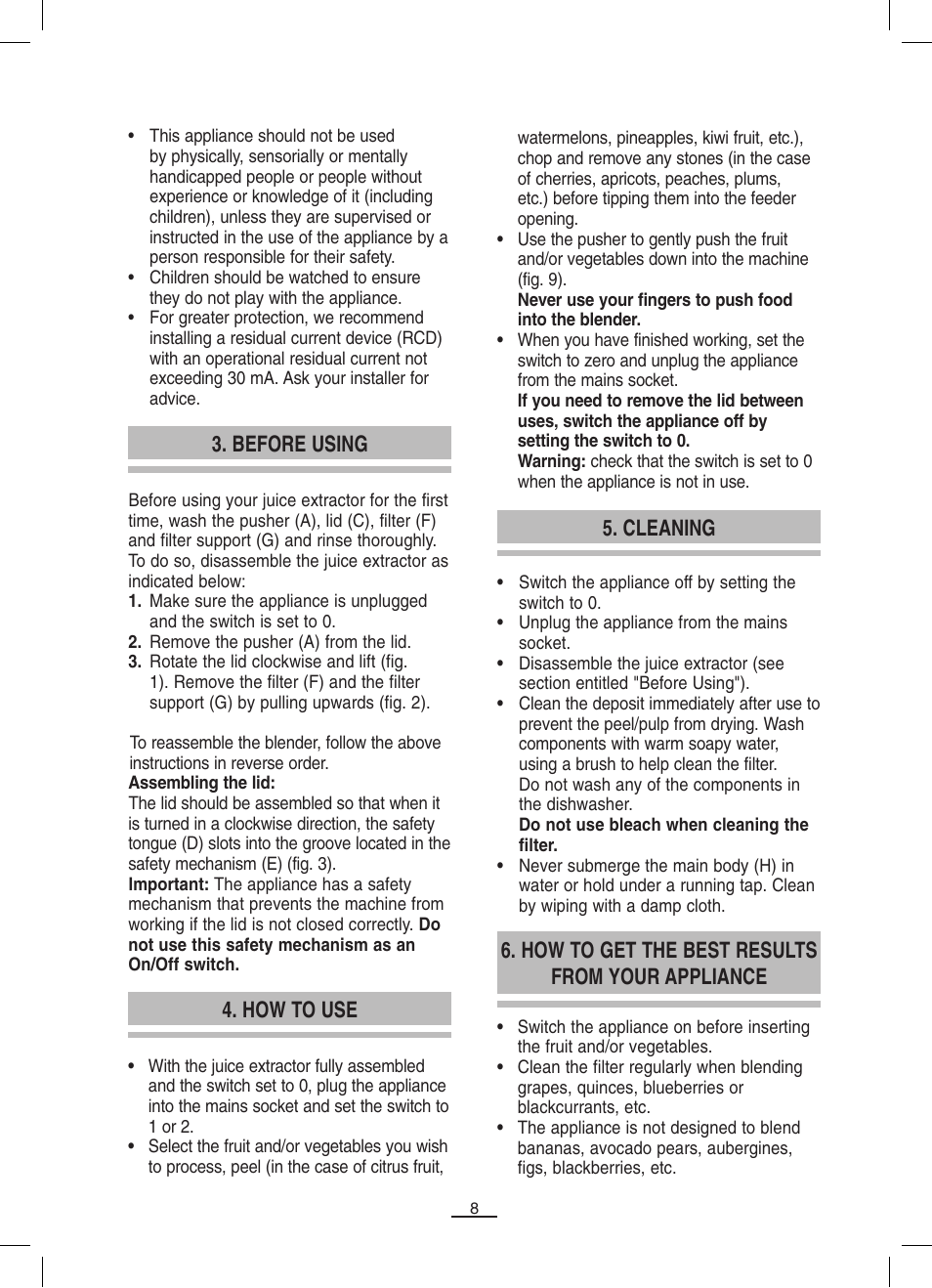 How to use 3. before using, Cleaning, How to get the best results from your appliance | Fagor LC-320 User Manual | Page 9 / 42