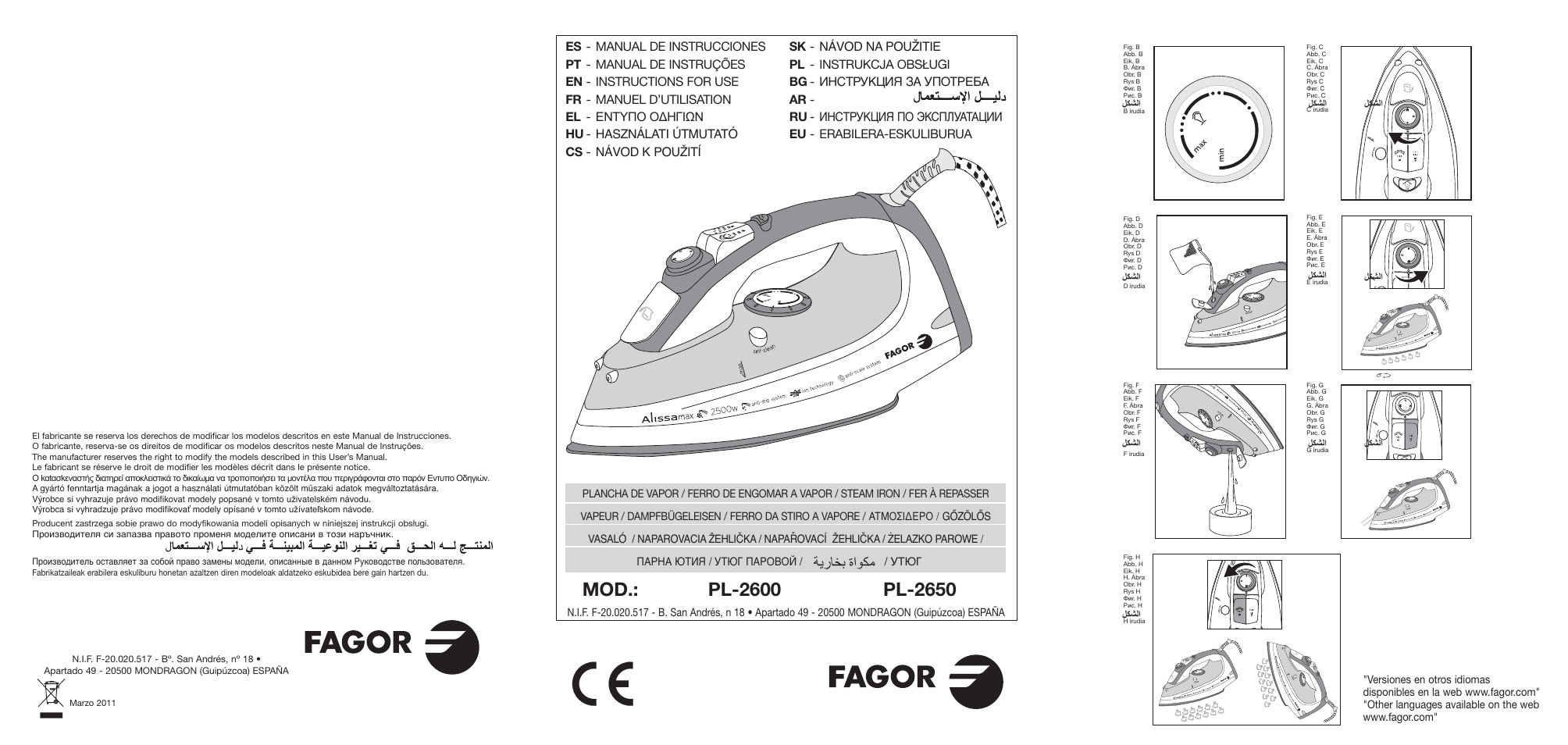 Fagor PL-2600 User Manual | 76 pages