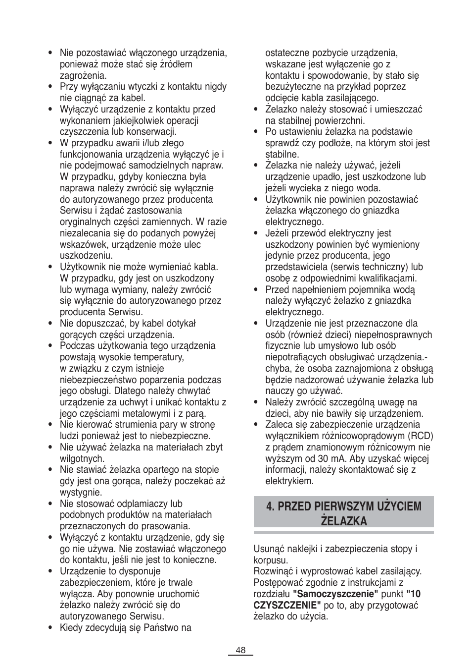 Przed pierwszym użyciem żelazka | Fagor PL-2600 User Manual | Page 49 / 76