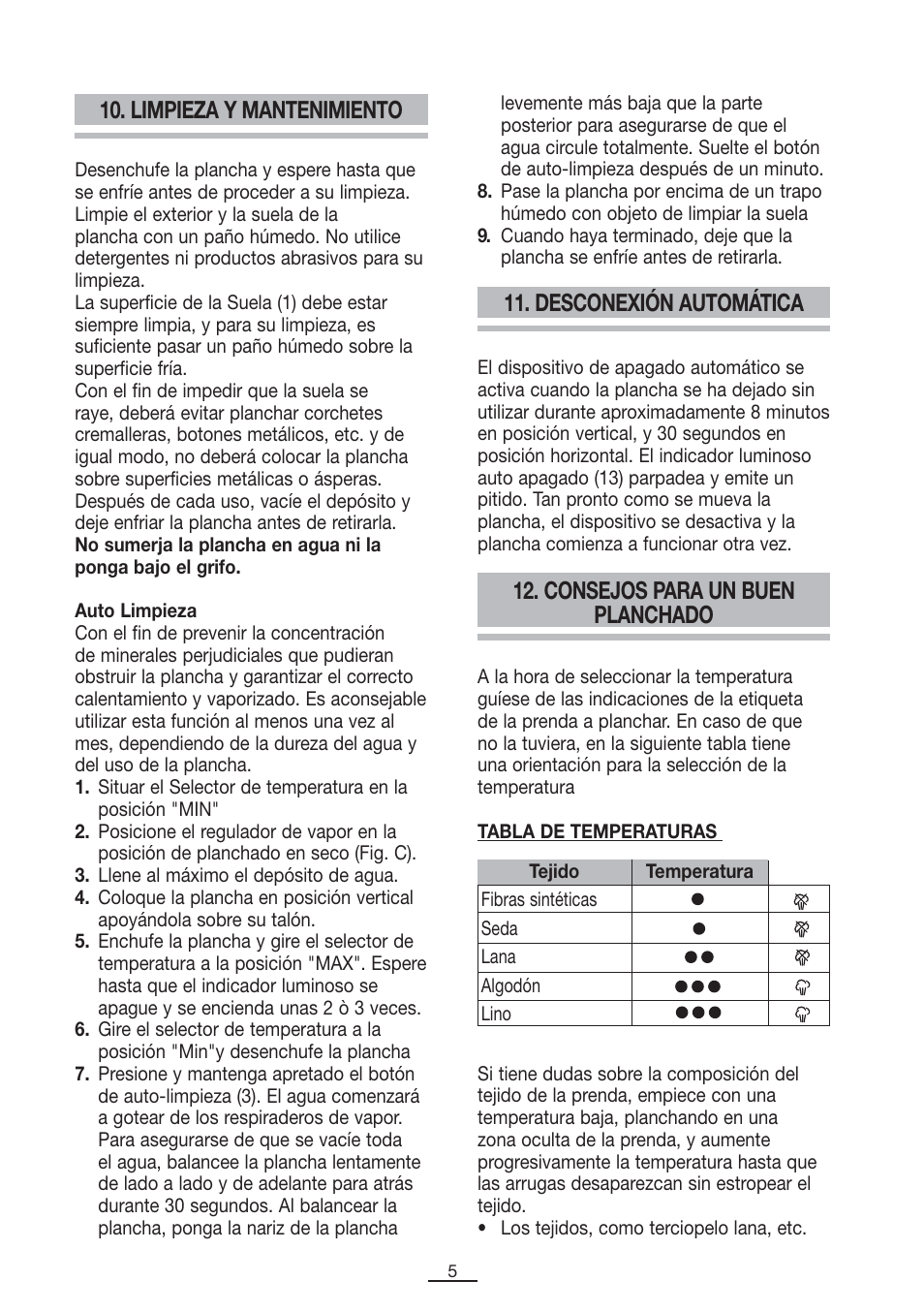 Consejos para un buen planchado | Fagor PL-2600 User Manual | Page 6 / 76