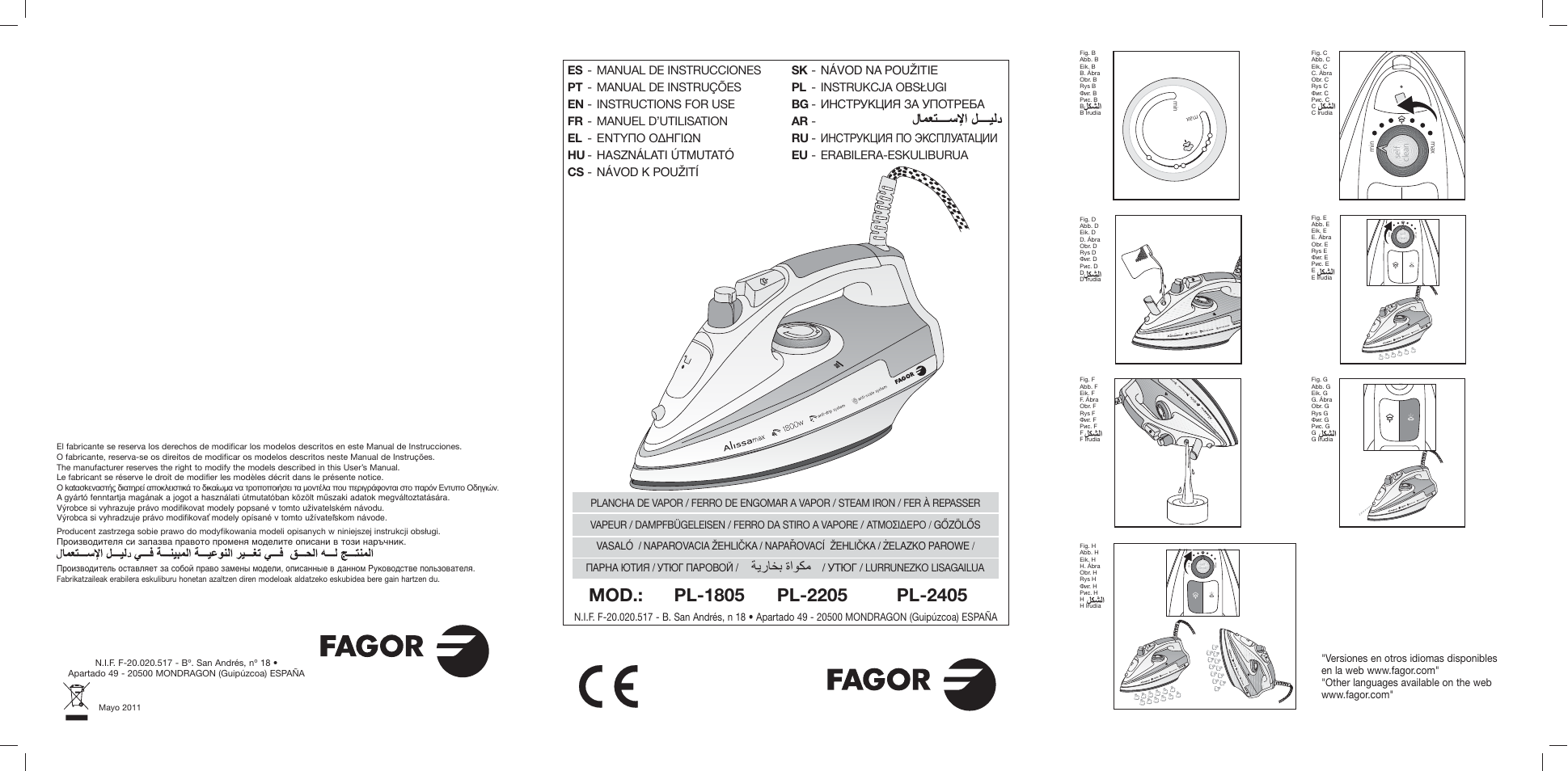 Fagor PL-2205 User Manual | 68 pages