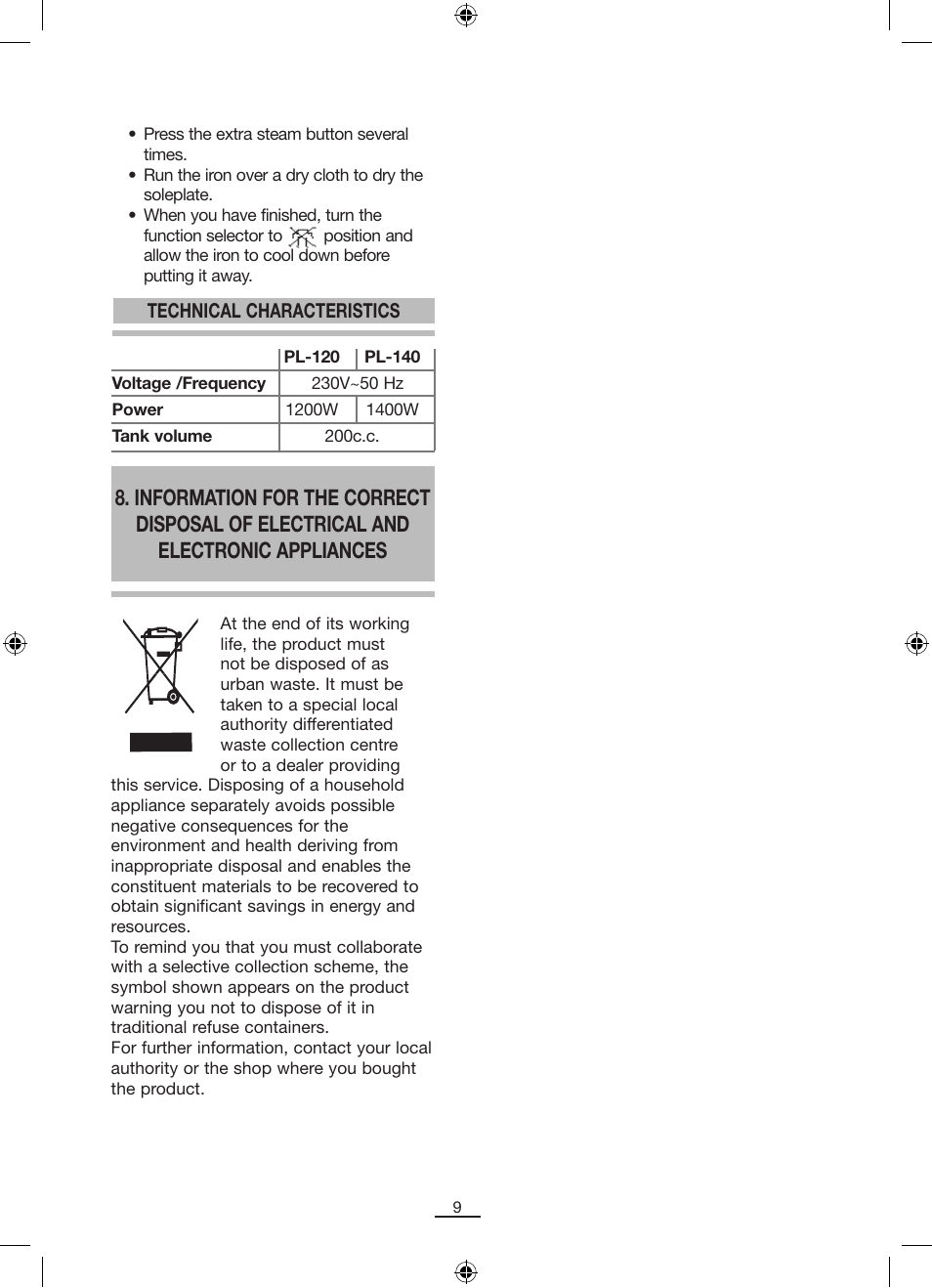 Fagor PL-140 User Manual | Page 10 / 42