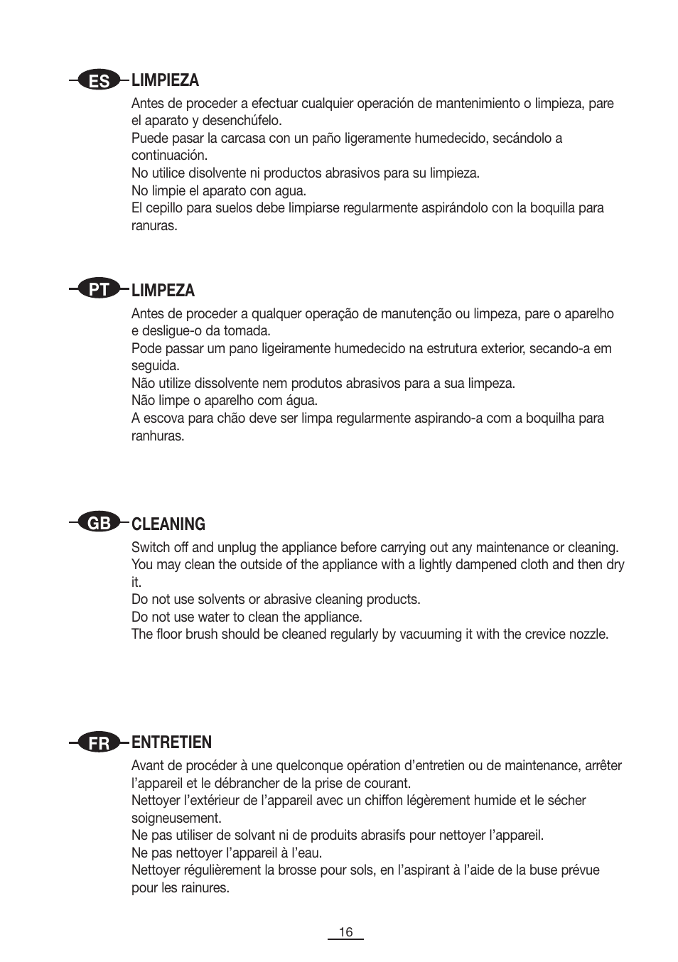 Fagor VCE-181CP User Manual | Page 17 / 54